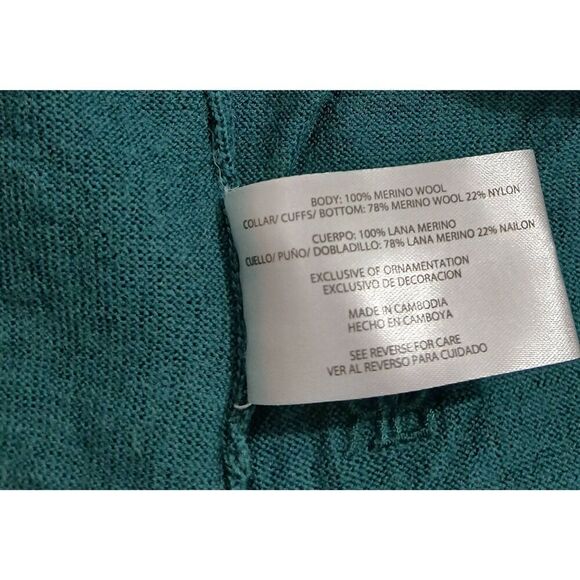 Banana republic womens medium turquoise green FINE WOOL drop sleeve sweater - Picture 8 of 8